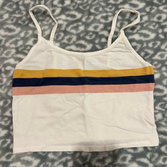 American Eagle white cropped colorful stripped tank, size M. - Picture 2 of 3